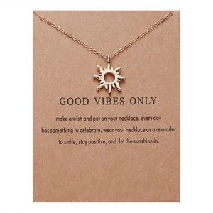 Good Vibes Only Sun Ray Quote Charm Necklace New